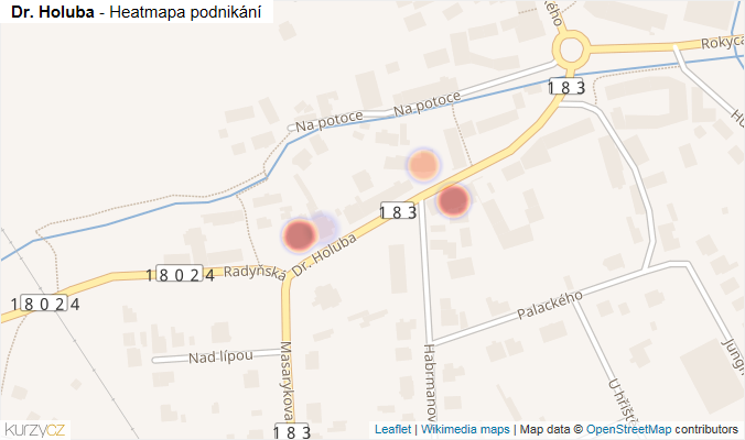 Mapa Dr. Holuba - Firmy v ulici.