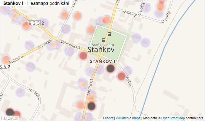 Mapa Staňkov I - Firmy v části obce.