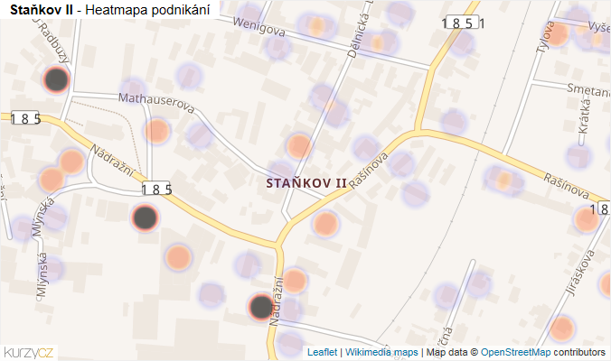Mapa Staňkov II - Firmy v části obce.