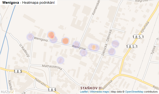 Mapa Wenigova - Firmy v ulici.