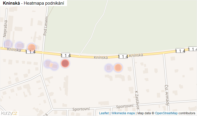 Mapa Knínská - Firmy v ulici.