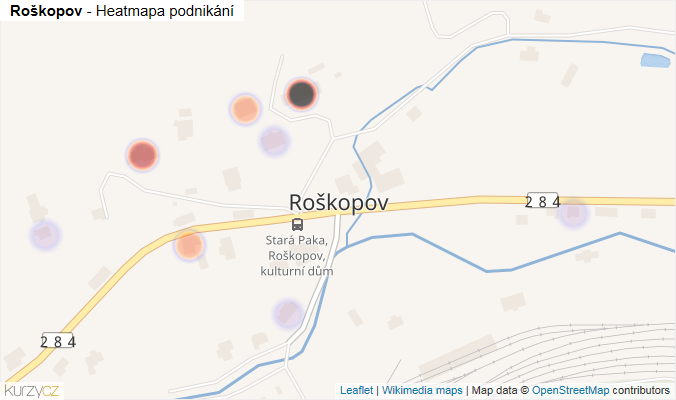 Mapa Roškopov - Firmy v části obce.