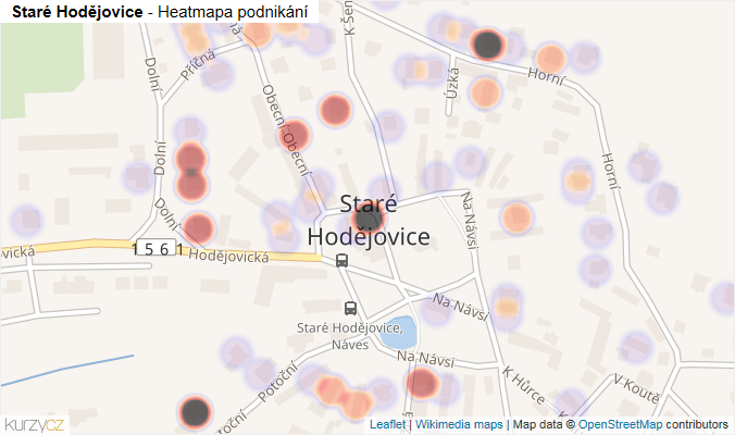Mapa Staré Hodějovice - Firmy v části obce.