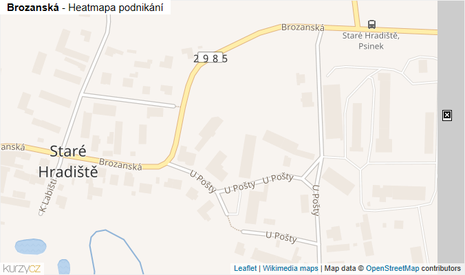 Mapa Brozanská - Firmy v ulici.