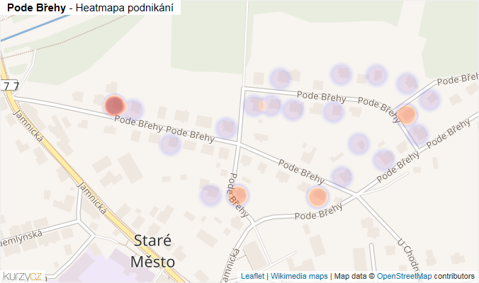 Mapa Pode Břehy - Firmy v ulici.