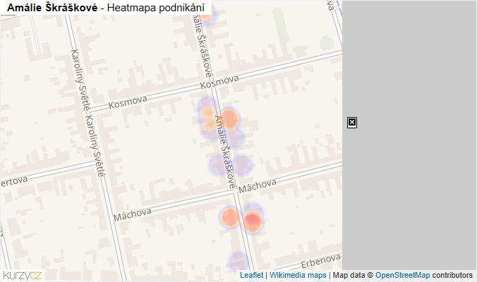 Mapa Amálie Škráškové - Firmy v ulici.