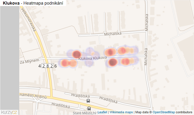 Mapa Klukova - Firmy v ulici.