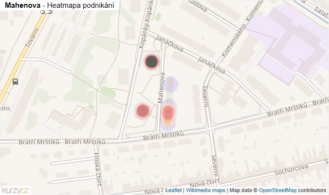 Mapa Mahenova - Firmy v ulici.