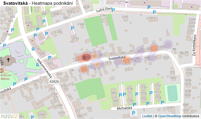 Mapa Svatovítská - Firmy v ulici.