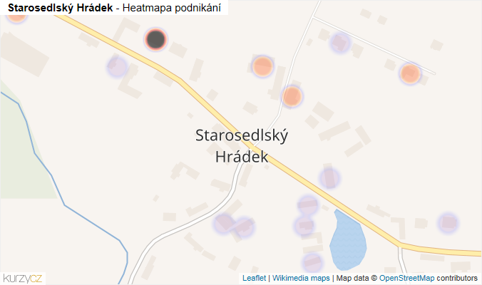 Mapa Starosedlský Hrádek - Firmy v části obce.