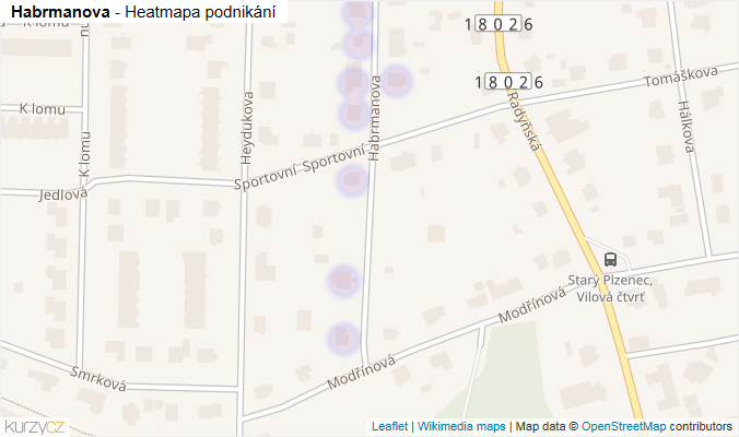 Mapa Habrmanova - Firmy v ulici.