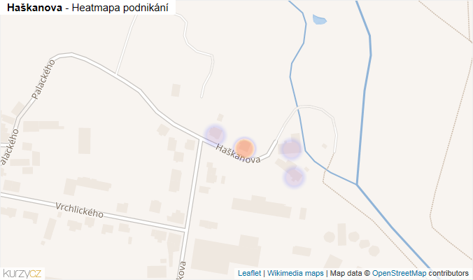 Mapa Haškanova - Firmy v ulici.