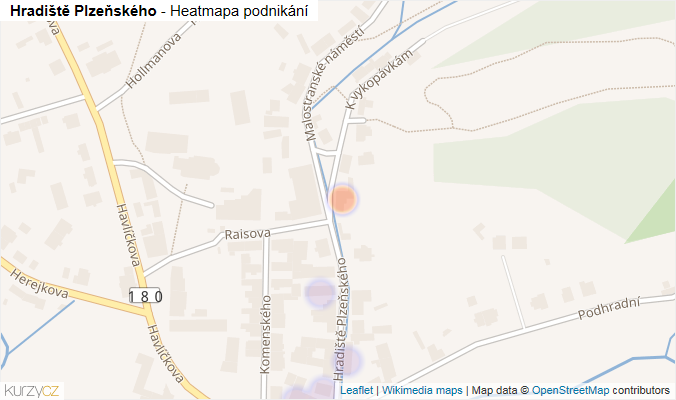 Mapa Hradiště Plzeňského - Firmy v ulici.