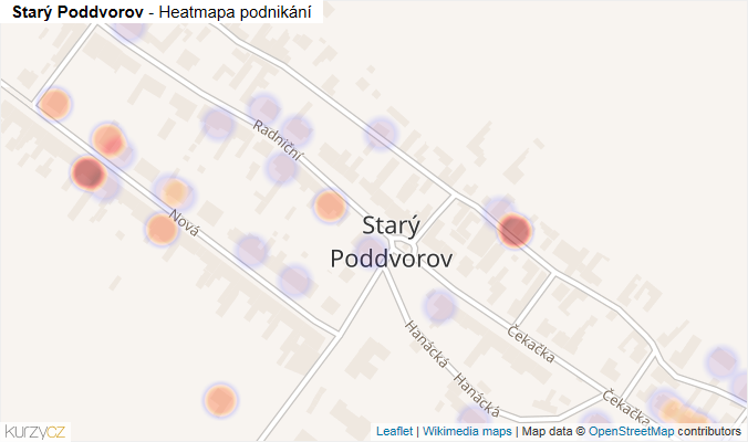 Mapa Starý Poddvorov - Firmy v části obce.