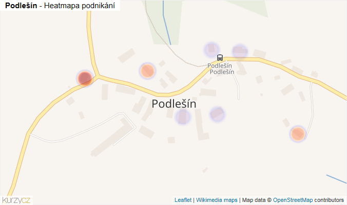 Mapa Podlešín - Firmy v části obce.