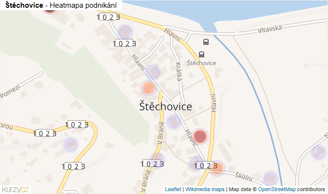Mapa Štěchovice - Firmy v části obce.