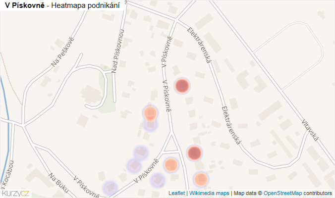 Mapa V Pískovně - Firmy v ulici.