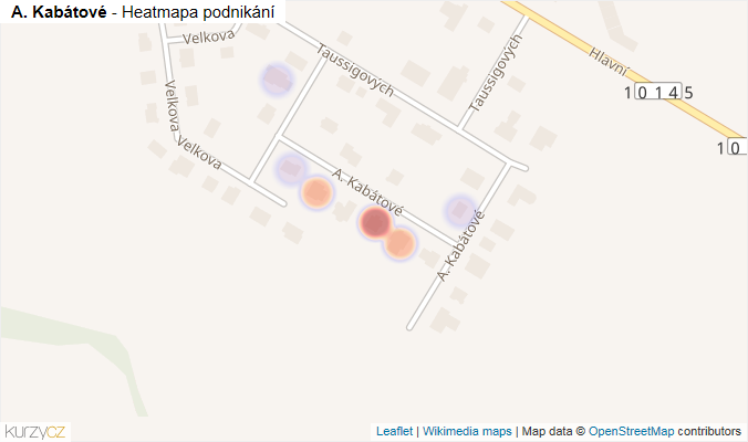 Mapa A. Kabátové - Firmy v ulici.