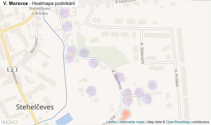Mapa V. Moravce - Firmy v ulici.