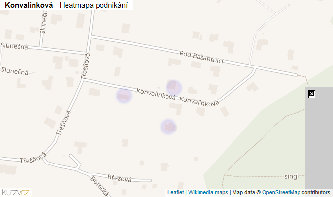 Mapa Konvalinková - Firmy v ulici.
