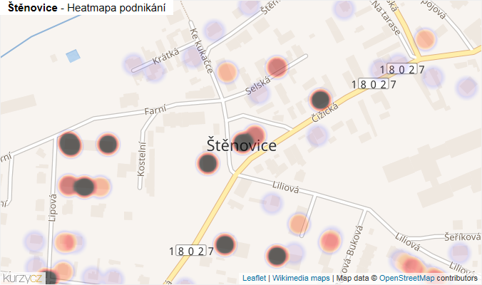Mapa Štěnovice - Firmy v části obce.