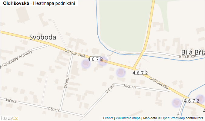 Mapa Oldřišovská - Firmy v ulici.