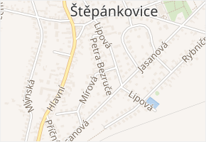 Petra Bezruče v obci Štěpánkovice - mapa ulice