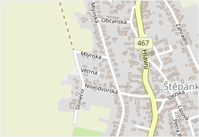 Větrná v obci Štěpánkovice - mapa ulice
