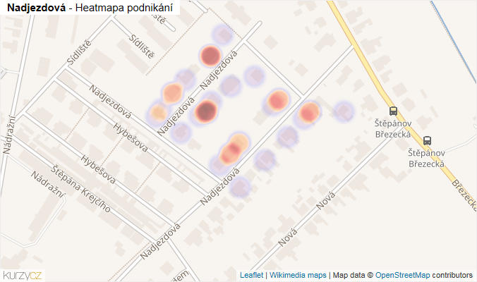 Mapa Nadjezdová - Firmy v ulici.