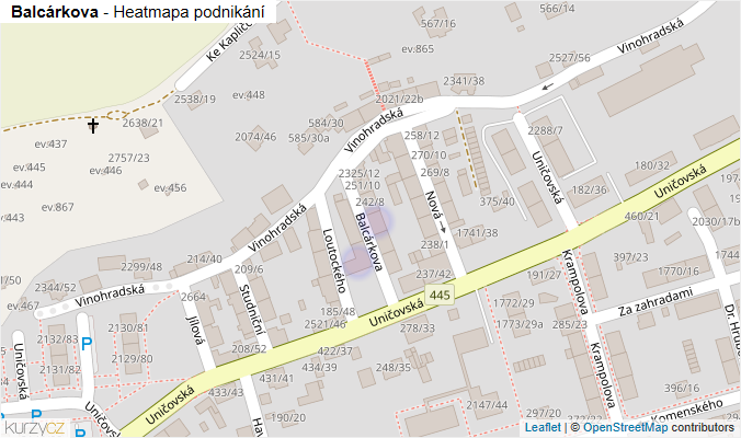 Mapa Balcárkova - Firmy v ulici.
