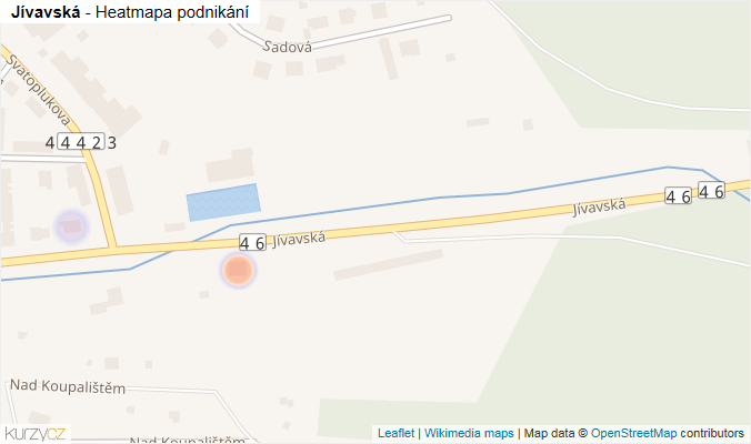 Mapa Jívavská - Firmy v ulici.