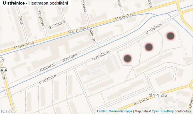 Mapa U střelnice - Firmy v ulici.