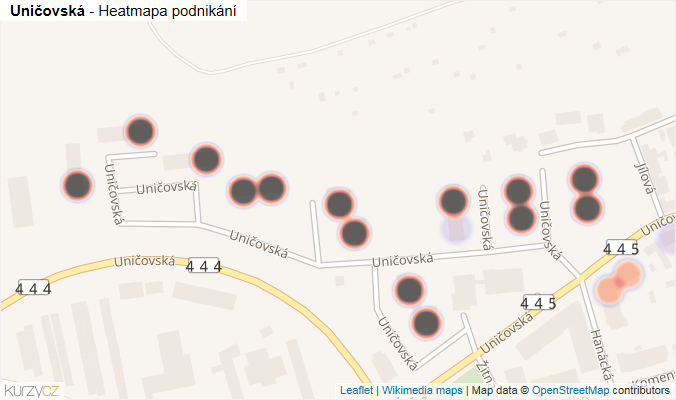 Mapa Uničovská - Firmy v ulici.