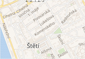 Komenského v obci Štětí - mapa ulice