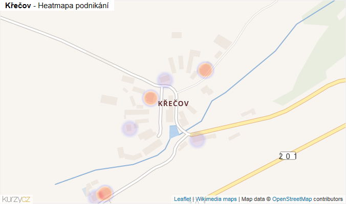 Mapa Křečov - Firmy v části obce.