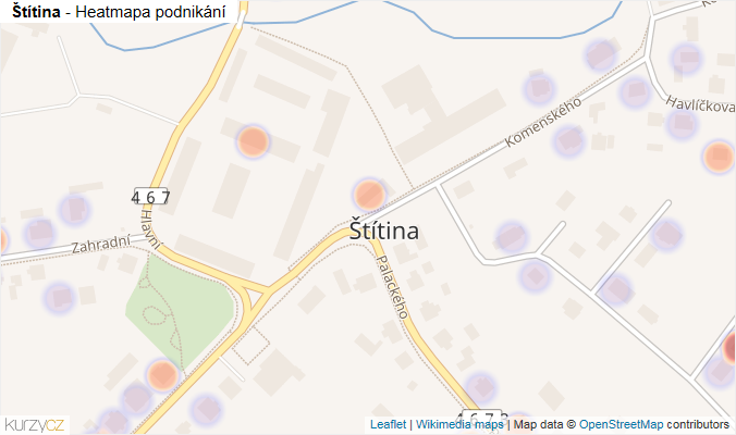 Mapa Štítina - Firmy v části obce.