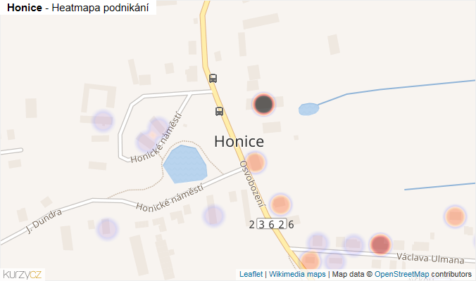 Mapa Honice - Firmy v části obce.