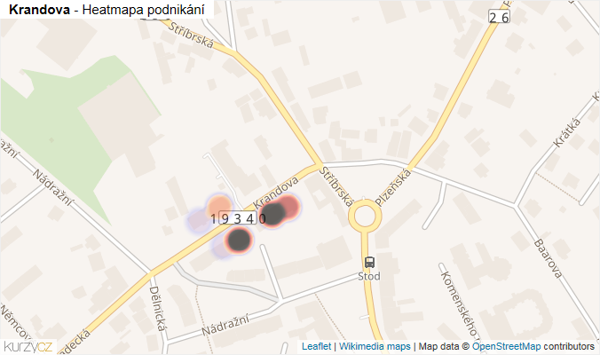 Mapa Krandova - Firmy v ulici.