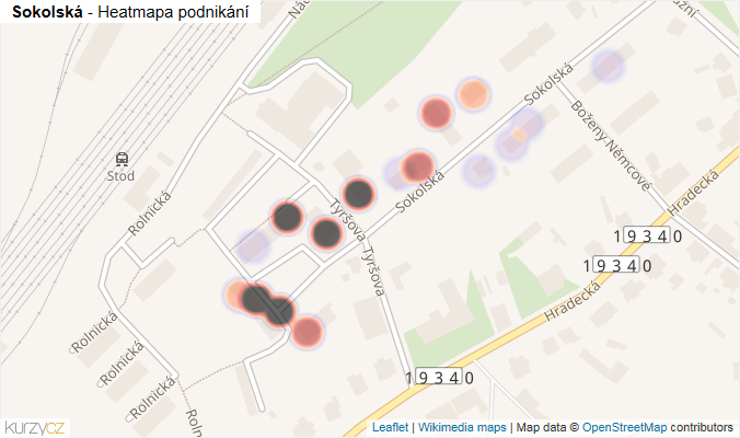 Mapa Sokolská - Firmy v ulici.
