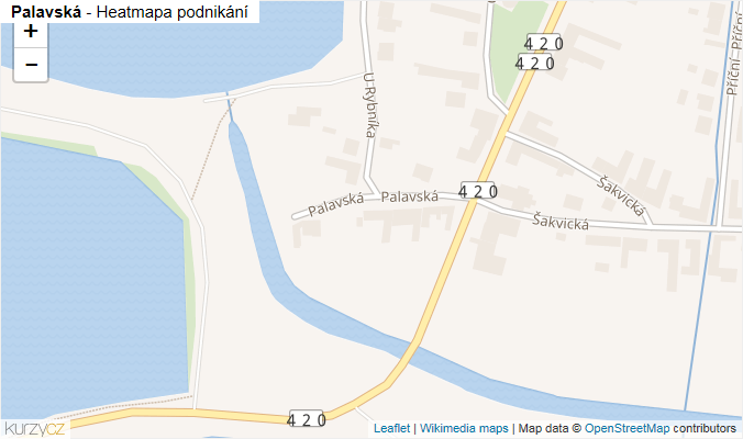Mapa Palavská - Firmy v ulici.