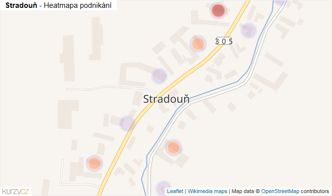 Mapa Stradouň - Firmy v části obce.