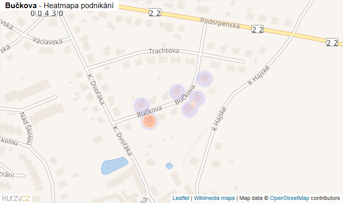 Mapa Bučkova - Firmy v ulici.