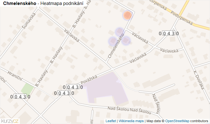 Mapa Chmelenského - Firmy v ulici.