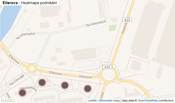 Mapa Ellerova - Firmy v ulici.