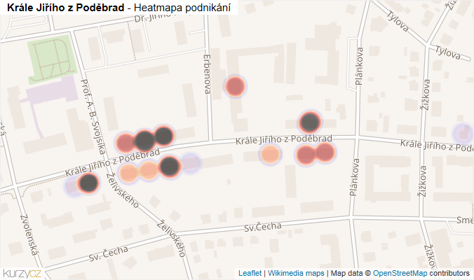 Mapa Krále Jiřího z Poděbrad - Firmy v ulici.