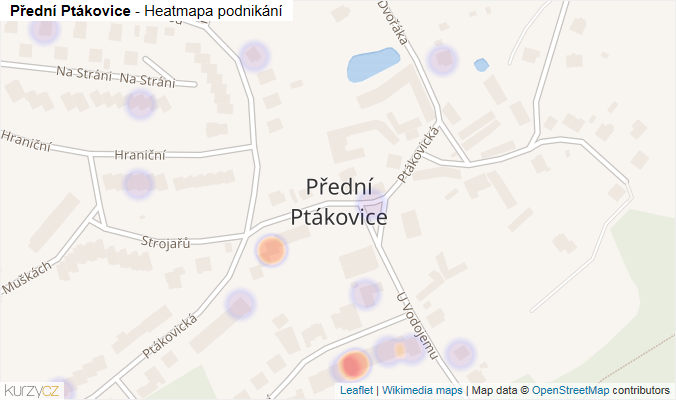 Mapa Přední Ptákovice - Firmy v části obce.