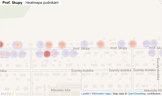 Mapa Prof. Skupy - Firmy v ulici.