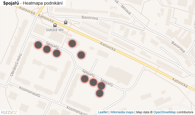 Mapa Spojařů - Firmy v ulici.