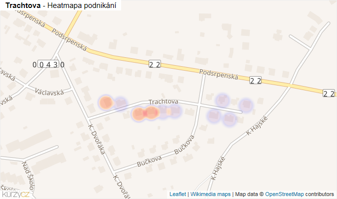 Mapa Trachtova - Firmy v ulici.