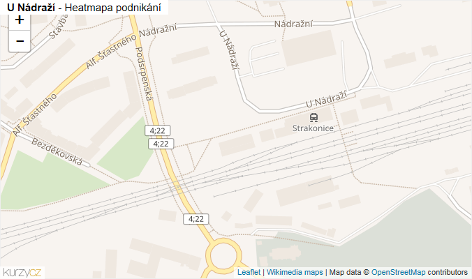 Mapa U Nádraží - Firmy v ulici.